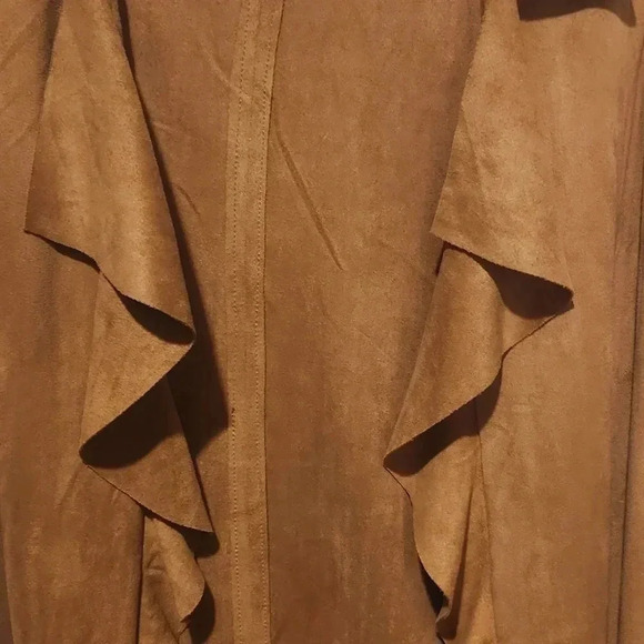 Moon River Faux Suede Sleeveless Duster Vest – Camel Brown – Size XS - Picture 9 of 9